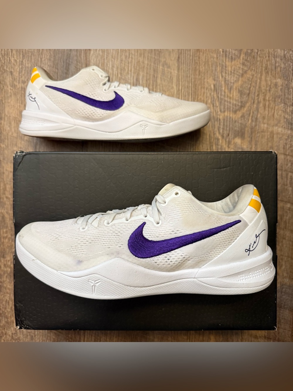 Nike Kobe 8 VIII Protro Lakers Home White Purple Yellow Men’s Size 9 Sneakers